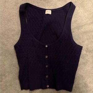 Aritzia Wilfred Dark Blue Button-Up Tank